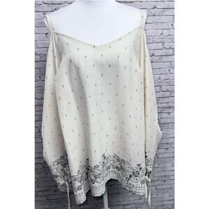 Torrid Cold Shoulder Boho Blouse 2X Ivory Paisley Boho Summer Festival Romantic